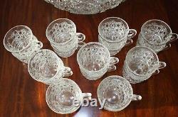 Tiffin-Franciscan Bullseye Vintage 14 Piece Punch Bowl Underplate 12 Cup Set