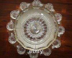 Tiffin-Franciscan Bullseye Vintage 14 Piece Punch Bowl Underplate 12 Cup Set