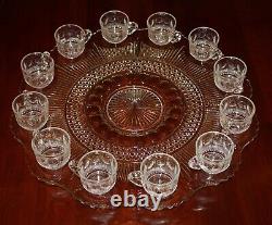 Tiffin-Franciscan Bullseye Vintage 14 Piece Punch Bowl Underplate 12 Cup Set