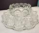 Tiffin Franciscan Clear Glass Moon & Stars Punch Bowl With Underplate & 12 Cups