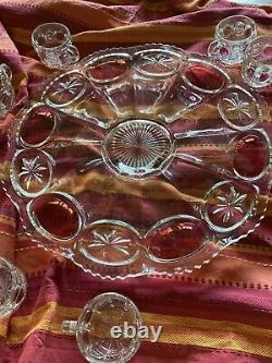 Tiffin Franciscan Moon Stars Ruby Red Flash Punch Bowl 18 Cups Underplate