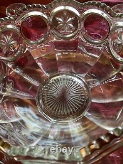 Tiffin Franciscan Moon Stars Ruby Red Flash Punch Bowl 18 Cups Underplate