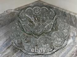 Tiffin Franciscan Moon and Stars Punch Bowl Set 11 cups & Ladle Vintage