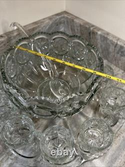 Tiffin Franciscan Moon and Stars Punch Bowl Set 11 cups & Ladle Vintage