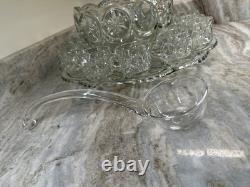 Tiffin Franciscan Moon and Stars Punch Bowl Set 11 cups & Ladle Vintage