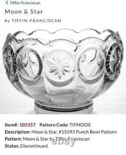 Tiffin Franciscan Moon and Stars Punch Bowl Set 11 cups & Ladle Vintage