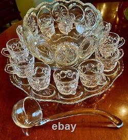 Tiffin Franciscan Moon and Stars Punch Bowl Set 12 cups