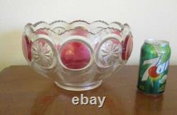 Tiffin Franciscan, Punch Bowl Set Moon and Star Ruby Flash (10 pieces)