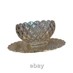 Tiffin Franciscan Williamsburg Clear Glass Punch Bowl with Monumental Underplate
