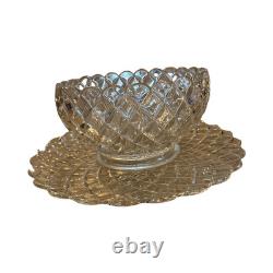 Tiffin Franciscan Williamsburg Clear Glass Punch Bowl with Monumental Underplate