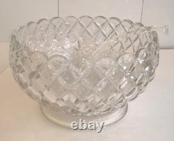 Tiffin Franciscan Williamsburg Diamond Glass Punch Bowl Ladle Torte Plate Cups