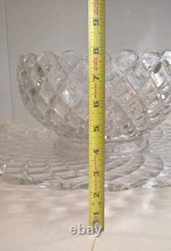 Tiffin Franciscan Williamsburg Diamond Glass Punch Bowl Ladle Torte Plate Cups