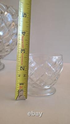 Tiffin Franciscan Williamsburg Diamond Glass Punch Bowl Ladle Torte Plate Cups