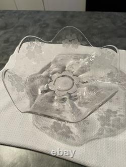 Tiffin Glass Company Vintage Punch Bowl And Stemware Sets, Strawberry Etch #173