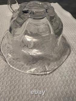 Tiffin Glass Company Vintage Punch Bowl And Stemware Sets, Strawberry Etch #173