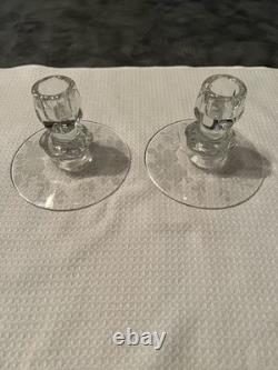 Tiffin Glass Company Vintage Punch Bowl And Stemware Sets, Strawberry Etch #173