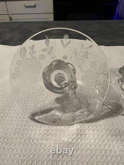 Tiffin Glass Company Vintage Punch Bowl And Stemware Sets, Strawberry Etch #173