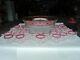 Tiffin King's Crown Cranberry Flash Punch Bowl Set