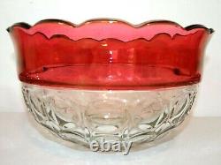 Tiffin Kings Crown Ruby Red Flash Thumbprint Punch Bowl & 12 Footed Glasses Set