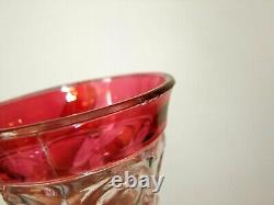 Tiffin Kings Crown Ruby Red Flash Thumbprint Punch Bowl & 12 Footed Glasses Set