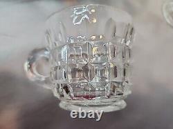 Tiffin Square Diamond Beveled Block Waffle Heavy Punch Bowl Cups Glass Ladle