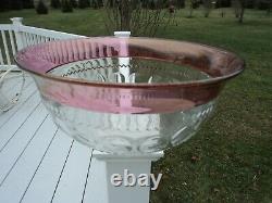 Tiffin True King's Crown Cranberry Flash Punch Bowl And Cups