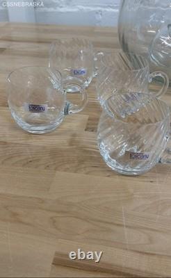 Toscany Clear Glass Vintage 10 Piece Hand Blown Romania Punch Bowl Set