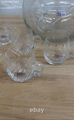 Toscany Clear Glass Vintage 10 Piece Hand Blown Romania Punch Bowl Set