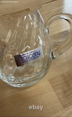 Toscany Clear Glass Vintage 10 Piece Hand Blown Romania Punch Bowl Set