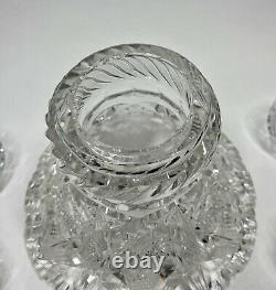 Two Part 12 American Brilliant Cut Glass Punch Bowl & Stand with 6 Cups