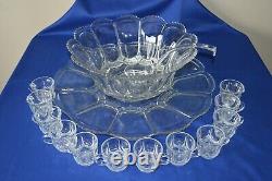 U S Glass Galloway Glass Punch Bowl Set #15086