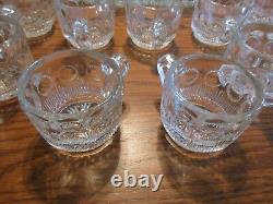 U S Glass Manhattan 15 Piece Crystal Glass Punch Bowl Set Excellent Condition