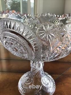 US Glass Antique Slewed Horseshoe Large Punch bowl Gorgeous9.25