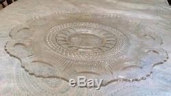 US Glass EAPG Manhattan Punch Bowl Platter Under Plate Base Torte Tray Tiffin