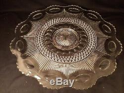 US Glass Manhattan Pattern Punch Bowl, Matching Underplatter And 7 Cups