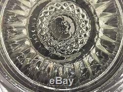US Glass Slewed Horseshoe Radiant Daisy Pinwheel Punch Bowl Set with 12 Cups