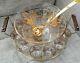 UTD Glass MCM Vintage Punch Bowl Set With Original Stand And Ladle barware