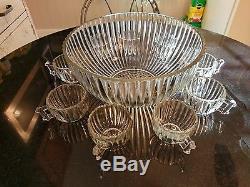 Uber Rare Antique 10 Cup Punch Bowl Set