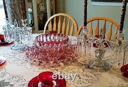 Ultra Rare Fab Cond Indiana Glass Ruby Flashed Punch Bowl Set #1007 + 12 Cups