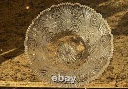 Unique American Brilliant D=10 L=9 Punch Bowl on Stand Hoare Rockwood pattern