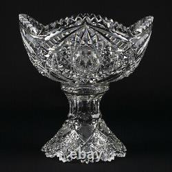 United Cut Glass Hobstar & Fan in Arches 2 Part Egg Nog Bowl, Antique ABP 8 1/2