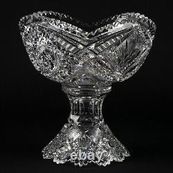 United Cut Glass Hobstar & Fan in Arches 2 Part Egg Nog Bowl, Antique ABP 8 1/2