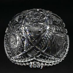 United Cut Glass Hobstar & Fan in Arches 2 Part Egg Nog Bowl, Antique ABP 8 1/2