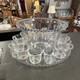Unmarked Clear Glass Beaded Punch Bowl Set with Handled 12 Cups with serving tray