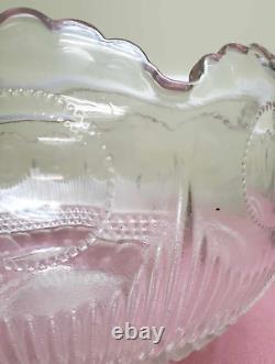 VINTAGE 1910 Manhattan E. A. P. G Bullseye Pressed Glass Huge Punch Bowl HTF