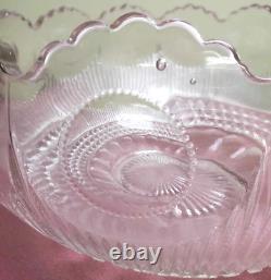 VINTAGE 1910 Manhattan E. A. P. G Bullseye Pressed Glass Huge Punch Bowl HTF