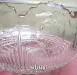 VINTAGE 1910 Manhattan E. A. P. G Bullseye Pressed Glass Huge Punch Bowl HTF