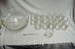 VINTAGE 36-PIECE / ROLY POLY (Fish Bowl Style) CRYSTAL PUNCH BOWL SET (#L2674)
