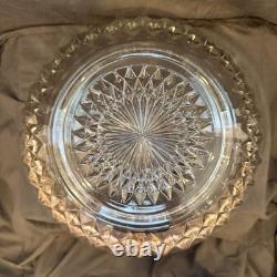 VINTAGE Anchor Hocking Clear Glass Punch Bowl & Glasses SET Service For 8 MCM
