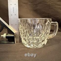 VINTAGE Anchor Hocking Clear Glass Punch Bowl & Glasses SET Service For 8 MCM